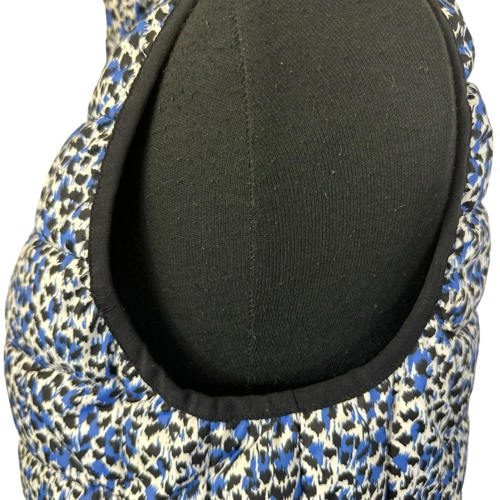 J. Crew Factory S Blue Black Animal Print Puffer Vest
